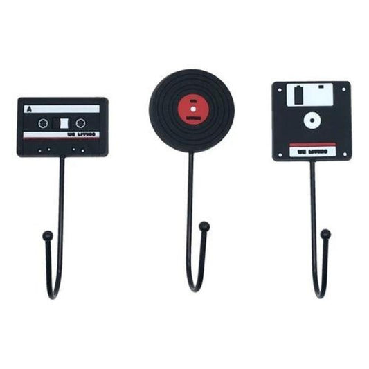 Set Ganchos Retro Vintage Disco vinilos, disquete, Cassette