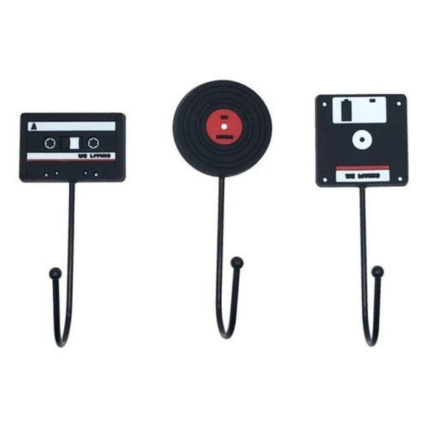 Set Ganchos Retro Vintage Disco vinilos, disquete, Cassette
