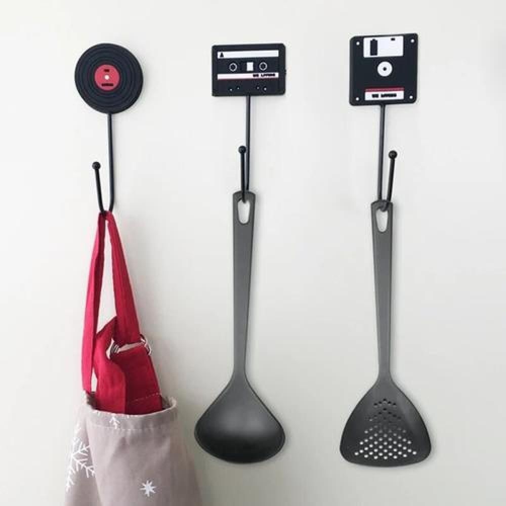 Set Ganchos Retro Vintage Disco vinilos, disquete, Cassette