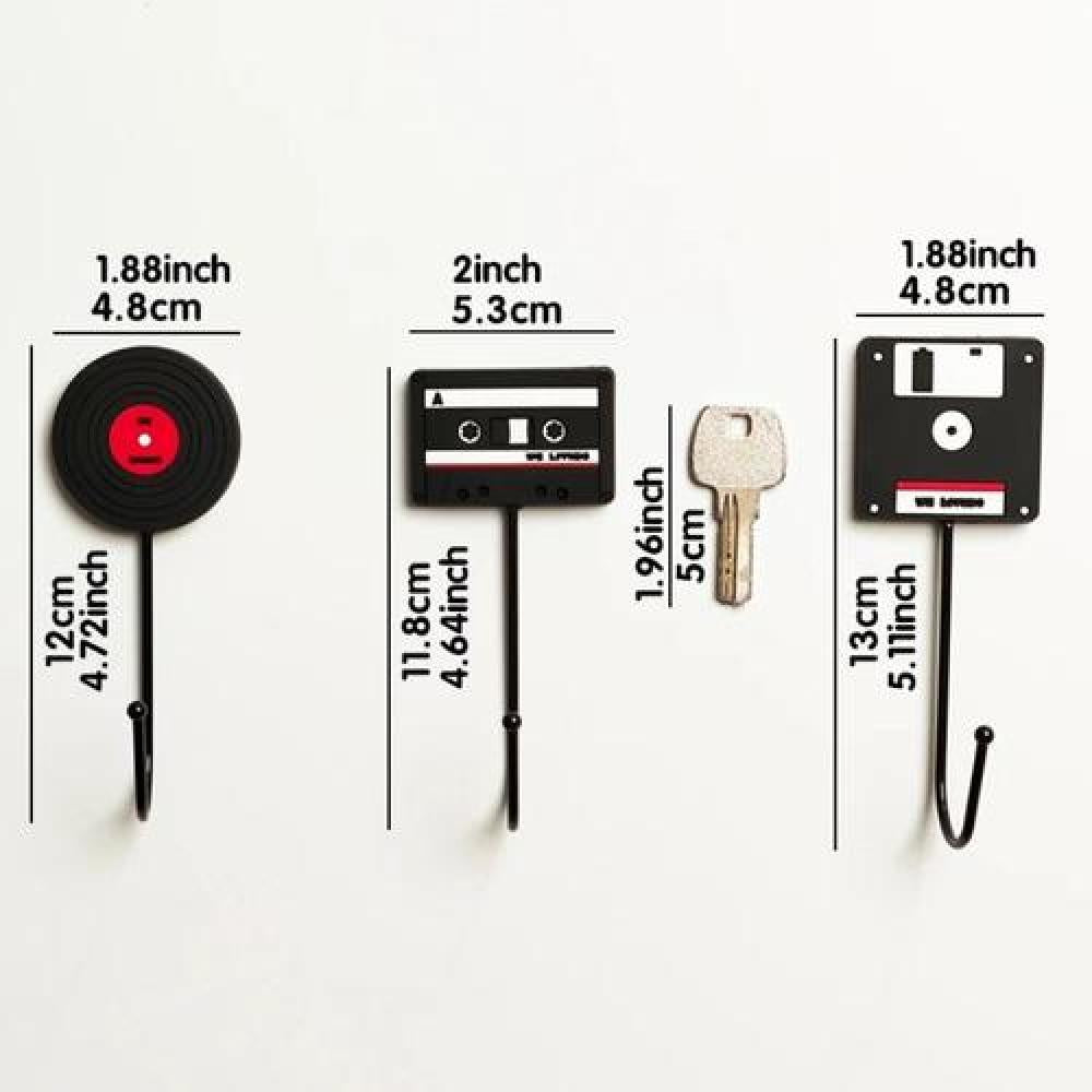 Set Ganchos Retro Vintage Disco vinilos, disquete, Cassette