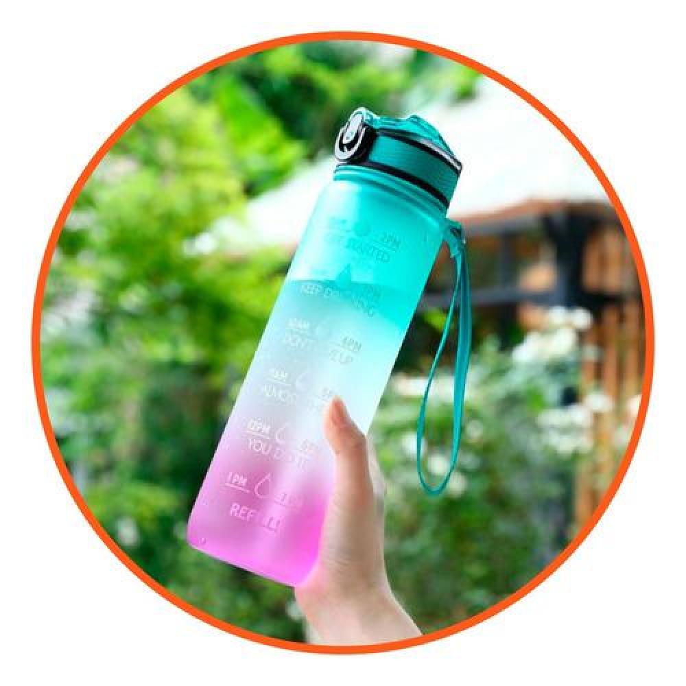 Botella deportiva C/sticker 3D motivadora multicolor kawaii