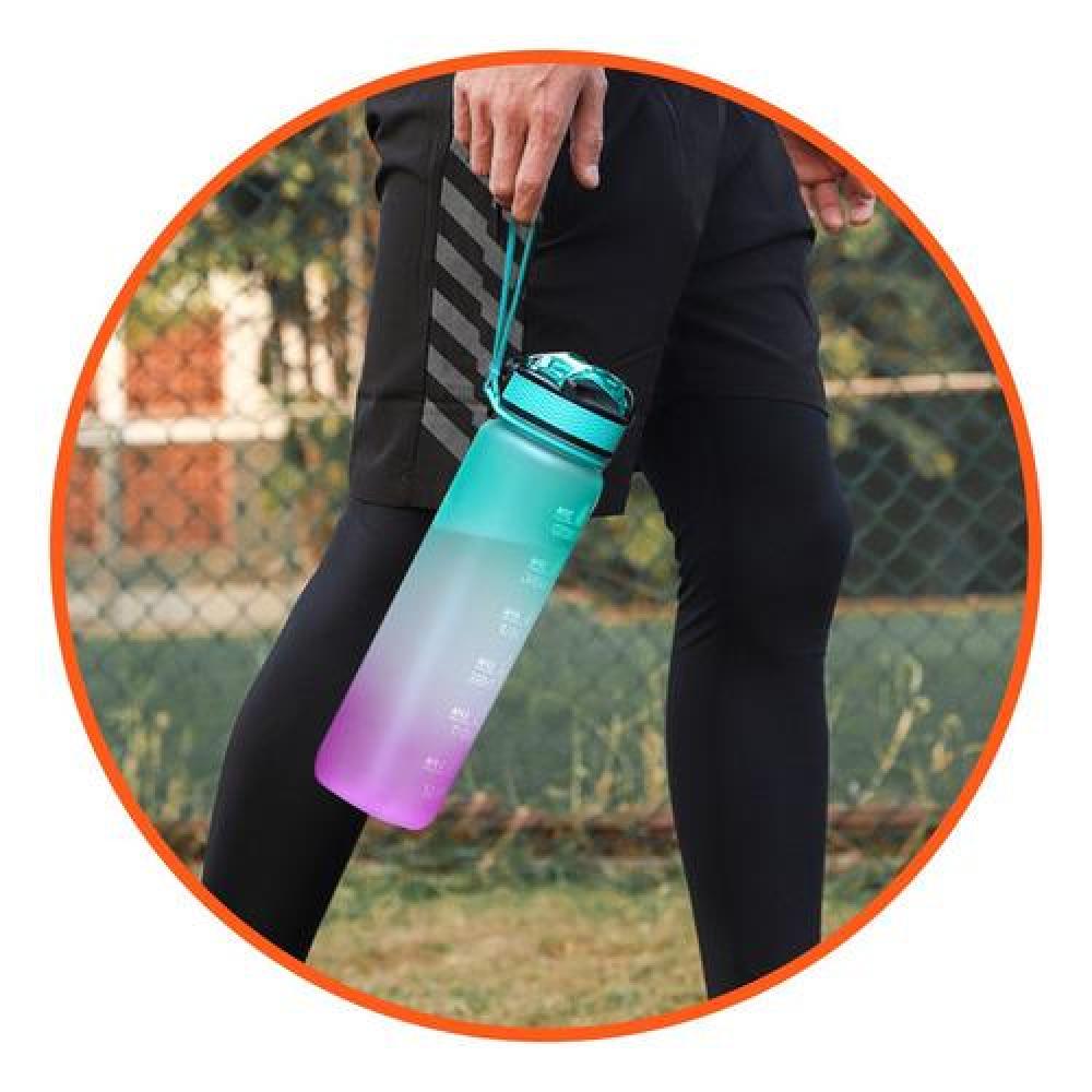 Botella deportiva C/sticker 3D motivadora multicolor kawaii