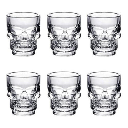 Set De 6 Vasos Vidrio Shot Calavera , Fiesta, Trago Tequila