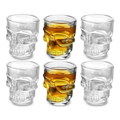 Set De 6 Vasos Vidrio Shot Calavera , Fiesta, Trago Tequila