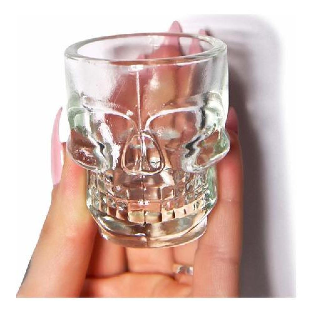 Set De 6 Vasos Vidrio Shot Calavera , Fiesta, Trago Tequila