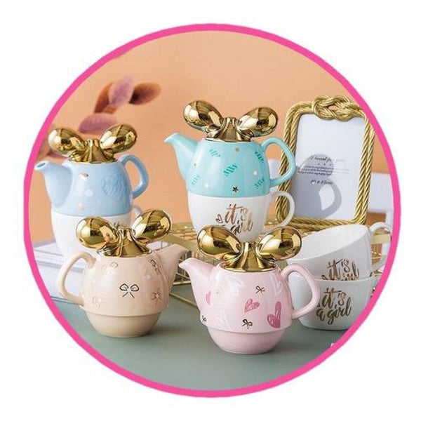 juego de té tetera cerámica individual luxury  it´s a girl