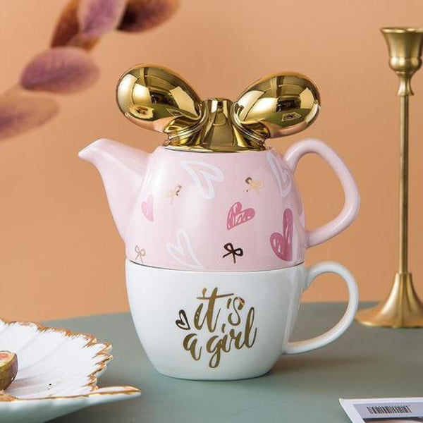 juego de té tetera cerámica individual luxury  it´s a girl