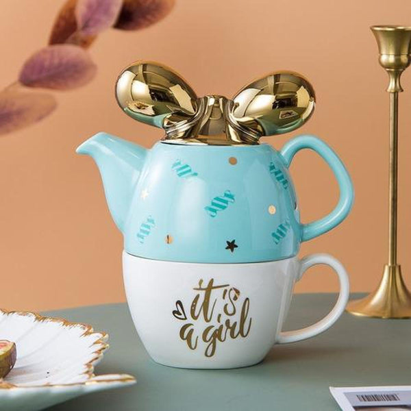 juego de té tetera cerámica individual luxury  it´s a girl