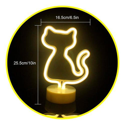 Lámpara Neón led Gato pila decoración