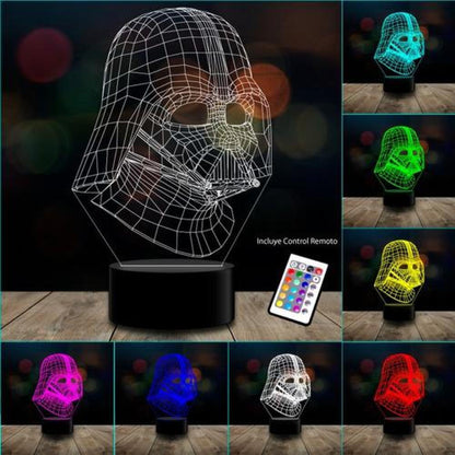 Lámpara 3d Star Wars Darth Vader 7 Colores