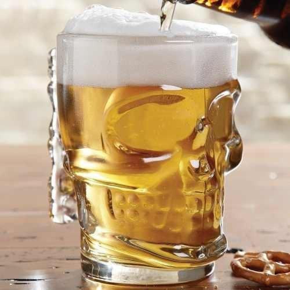 Set 2 Vaso Cervecero Calavera Shopero Chopero Vidrio 480cc