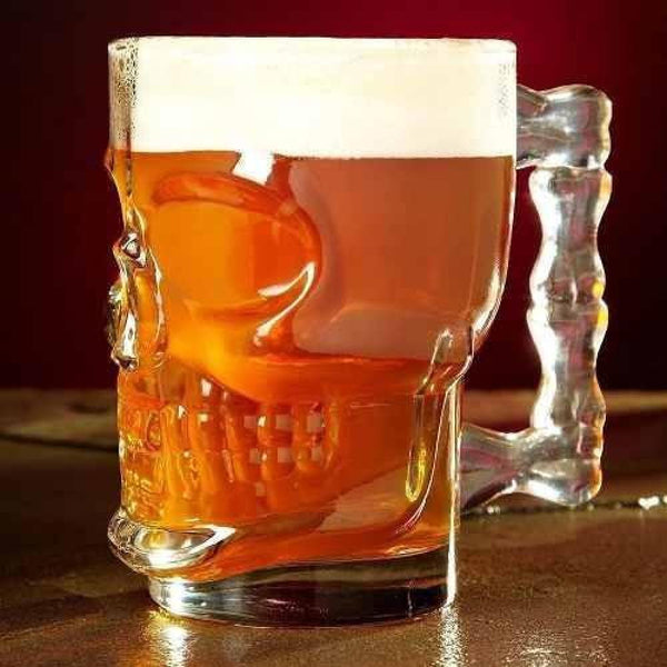 Set 2 Vaso Cervecero Calavera Shopero Chopero Vidrio 480cc
