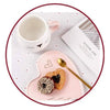 Taza Gatito c/ plato corazón y cuchara Kawaii
