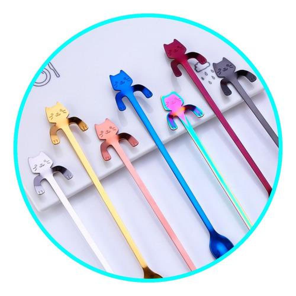 Cuchara Gato larga Colores Acero Inoxidable Kawaii
