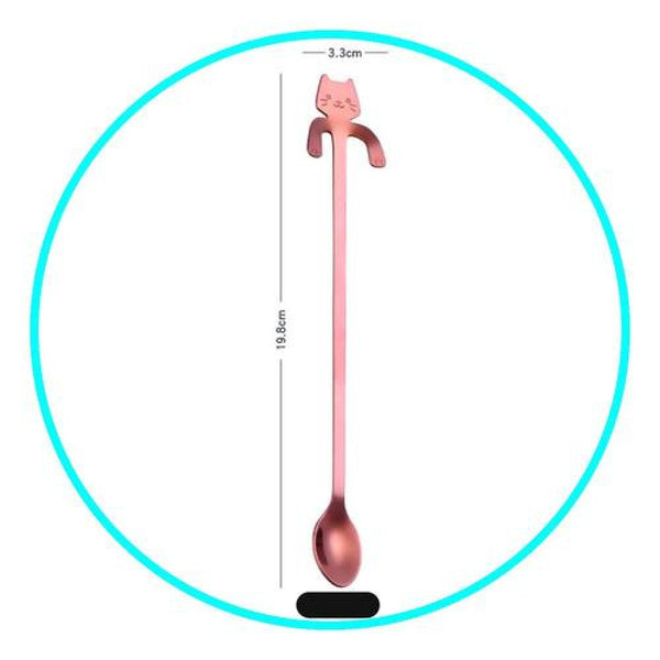 Cuchara Gato larga Colores Acero Inoxidable Kawaii