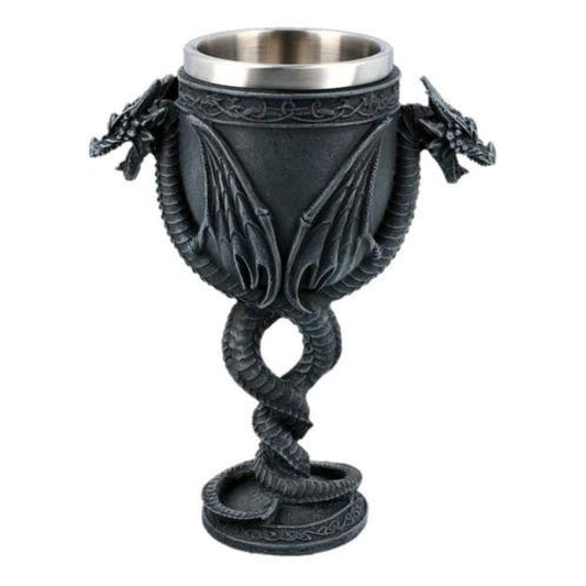 Copa Cáliz 3D Resina doble dragón celti mazmorras y dragones