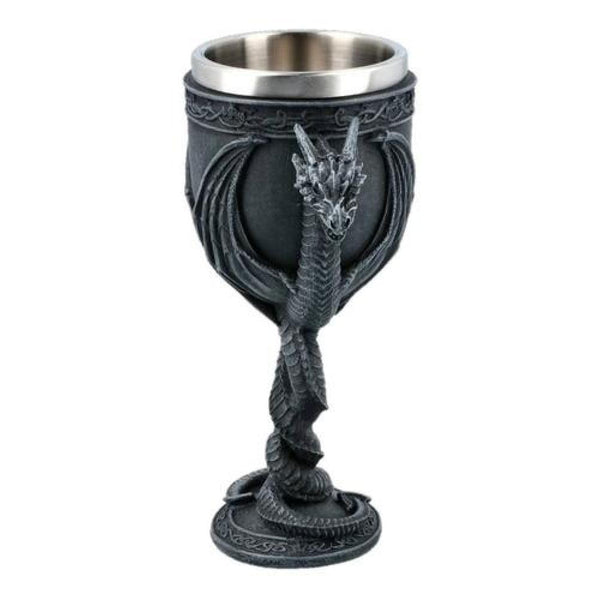 Copa Cáliz 3D Resina doble dragón celti mazmorras y dragones