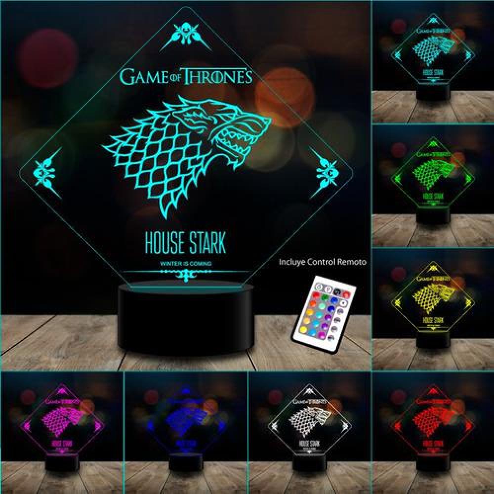 Lámpara 3d 7 Color Game Of Throne Stark Lannister Targaryen