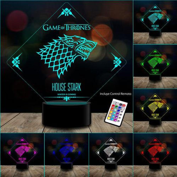 Lámpara 3d 7 Color Game Of Throne Stark Lannister Targaryen