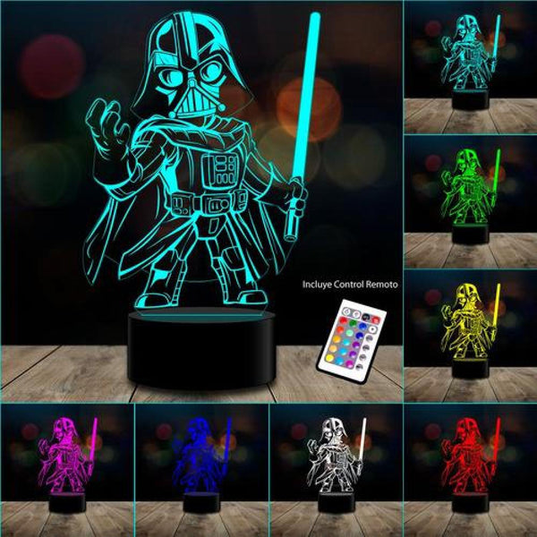 Lámpara 3D mini Darth Vader kawaii c/ remoto