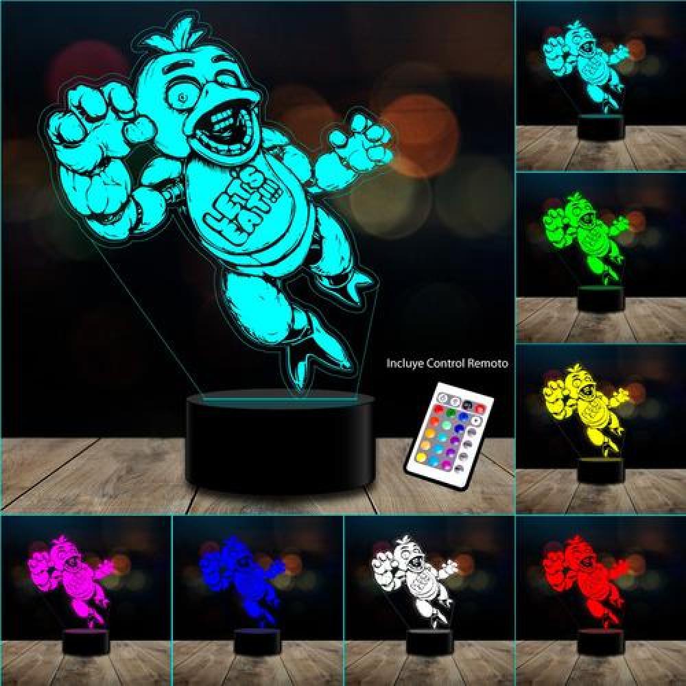 Lámpara 3D Chica Five Nights at Freddy's control remoto