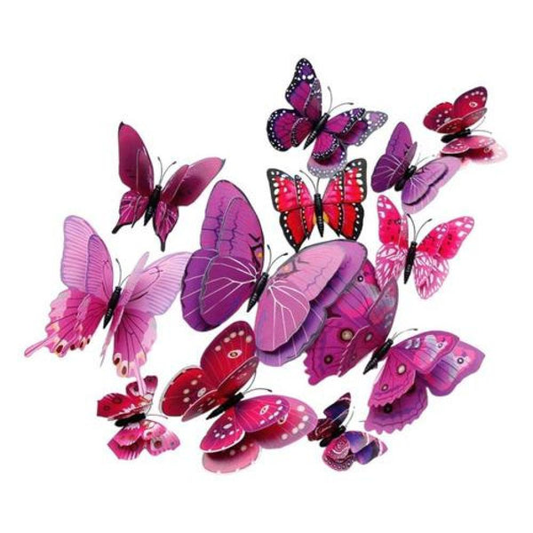 12 Mariposas 3d Pvc Con Pegatina E Iman Candy Bar Refri