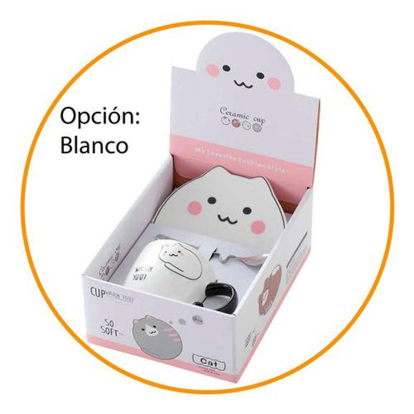 Taza de Gato con plato y Cuchara kawaii