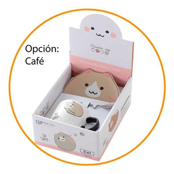 Taza de Gato con plato y Cuchara kawaii