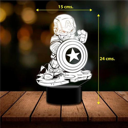 Lampara 3D Capitán América mini escudo remoto 16 color