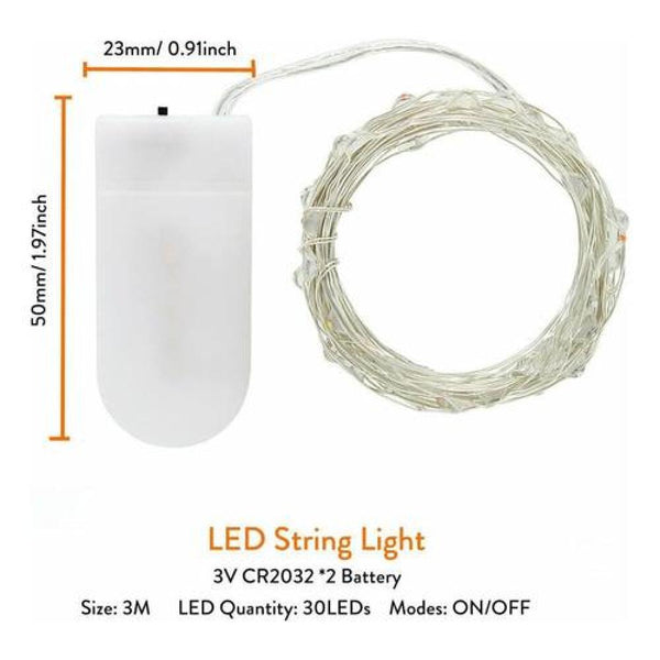Guirnaldas Luces 30 Micro Led Hadas 3 Metros Pilas