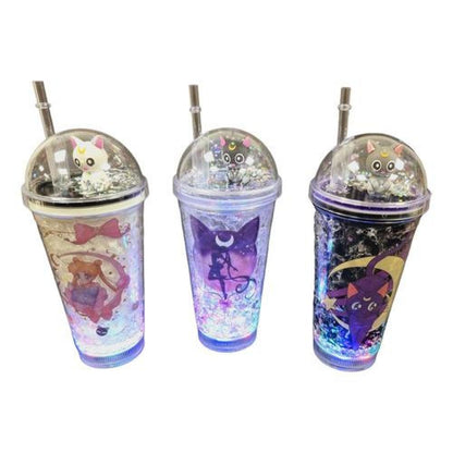 Vaso c/Luz Sailor moon Luna Artemis Kawaii  Glitter