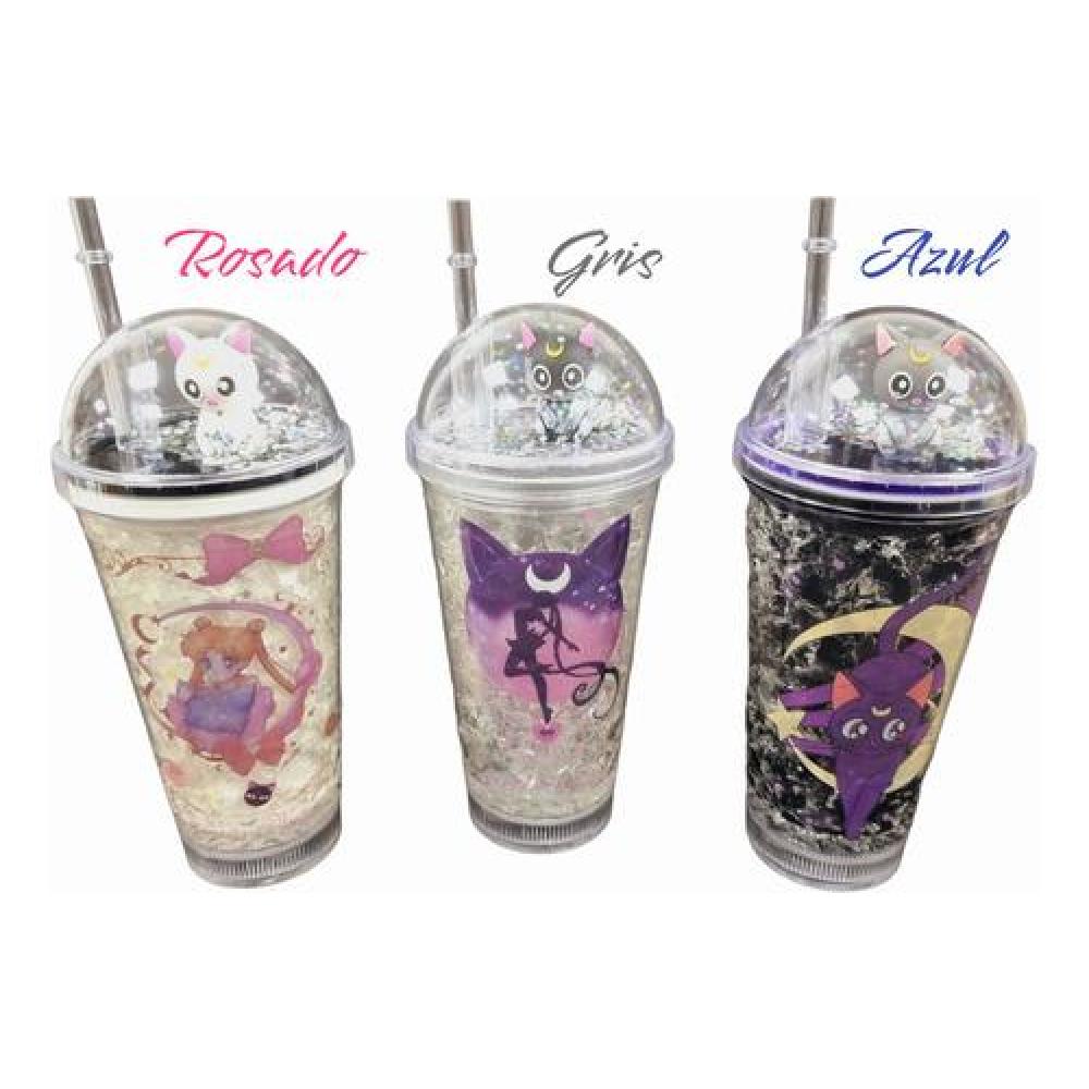 Vaso c/Luz Sailor moon Luna Artemis Kawaii  Glitter
