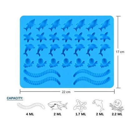 Molde de Silicona bajo del mar + gusano mundo marino