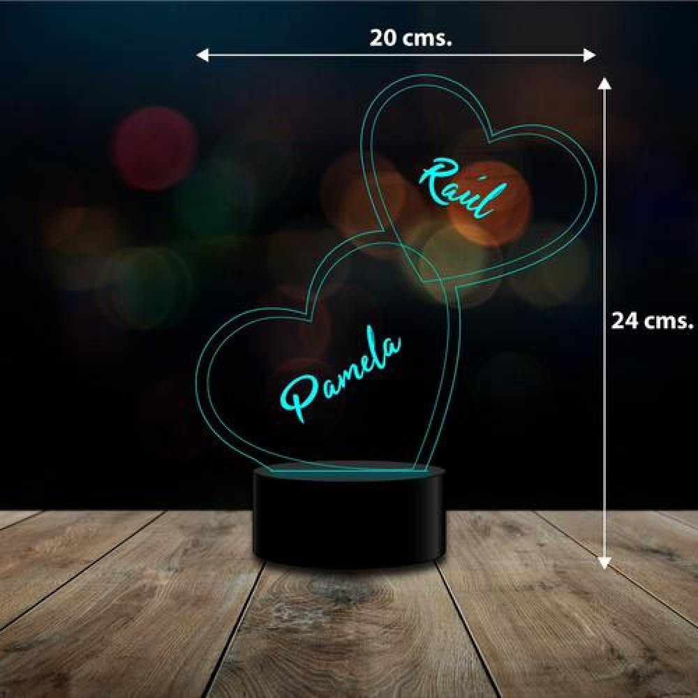 Lámpara 3D día del amor corazón personalizables c/ remoto