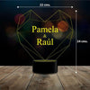 Lámpara 3D día del amor corazón personalizables c/ remoto