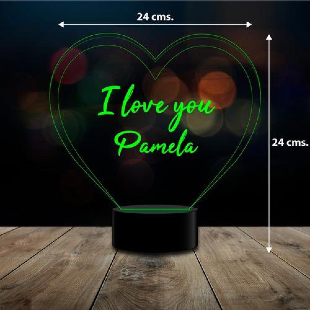 Lámpara 3D día del amor corazón personalizables c/ remoto