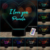 Lámpara 3D día del amor corazón personalizables c/ remoto