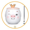 Tazón Chanchito c /Tapa y Cuchara corona Kawaii