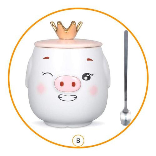 Tazón Chanchito c /Tapa y Cuchara corona Kawaii