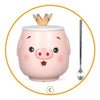 Tazón Chanchito c /Tapa y Cuchara corona Kawaii