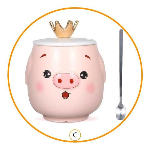 Tazón Chanchito c /Tapa y Cuchara corona Kawaii
