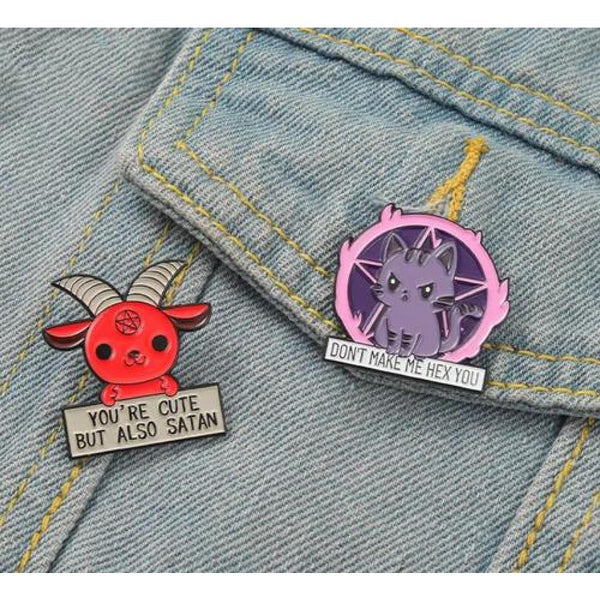 Pack broche Pin divertidos gatito malvado y Baphomet sweet