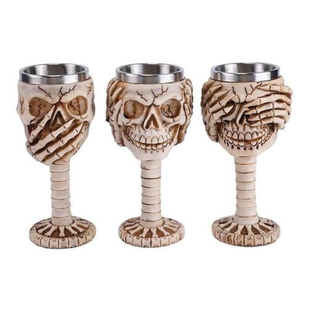 Copas Calavera monos sabios Skull resina acero