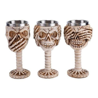 Copas Calavera monos sabios Skull resina acero