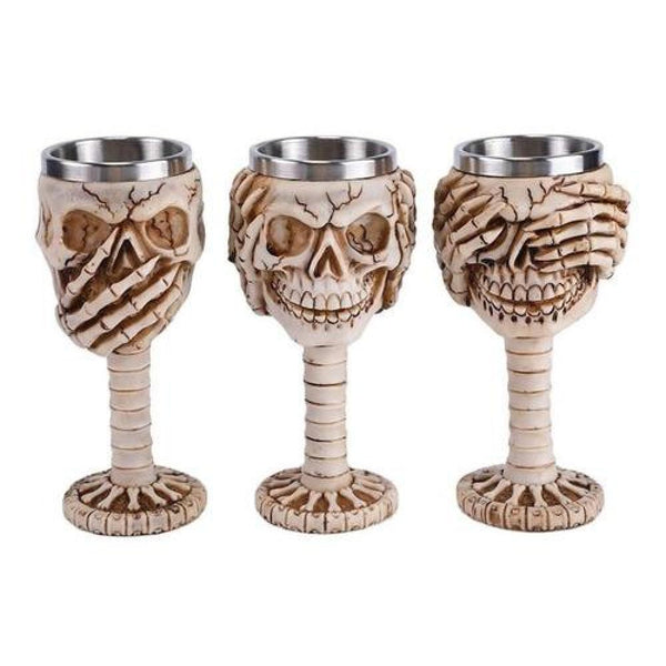 Copas Calavera monos sabios Skull resina acero