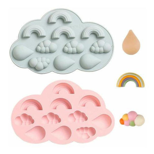 Molde de silicona Arcoiris nube gota  kawaii