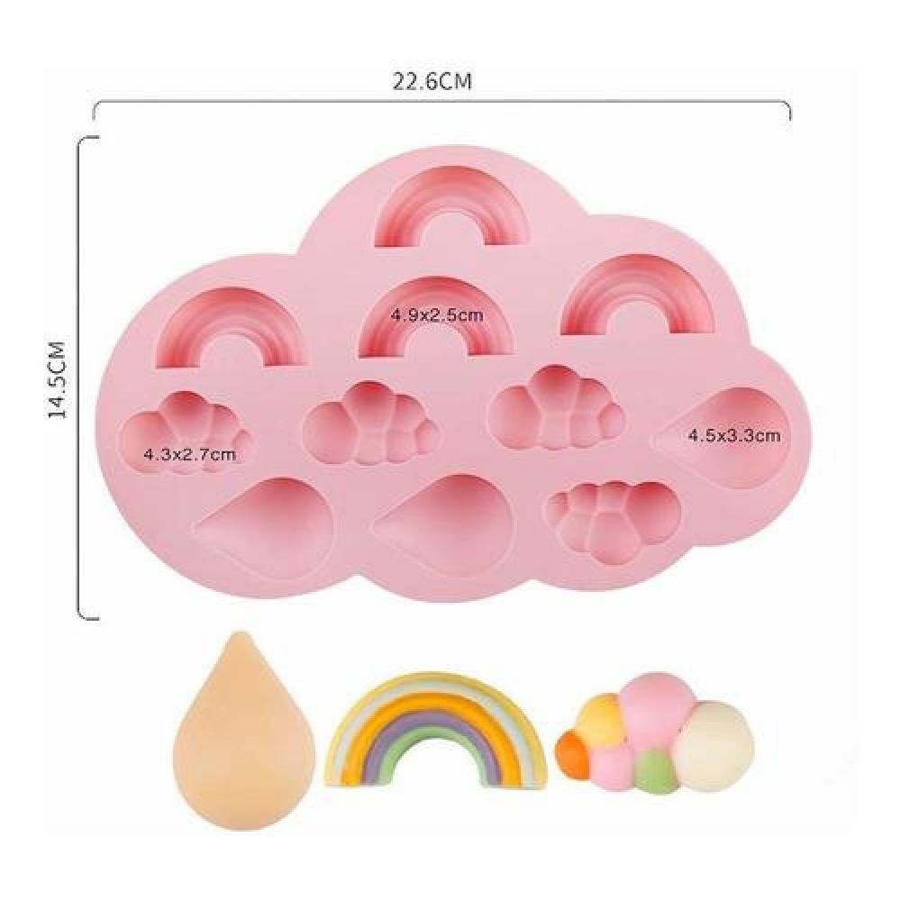 Molde de silicona Arcoiris nube gota  kawaii
