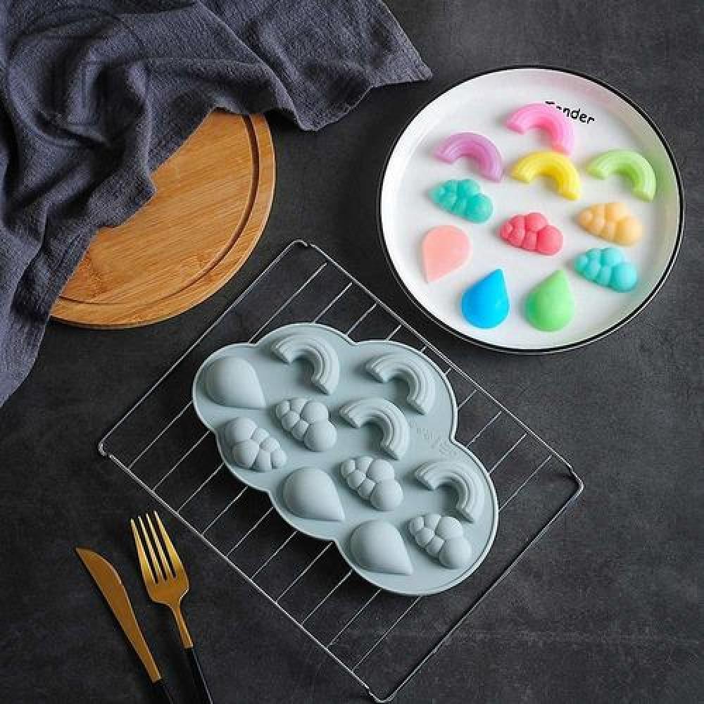 Molde de silicona Arcoiris nube gota  kawaii