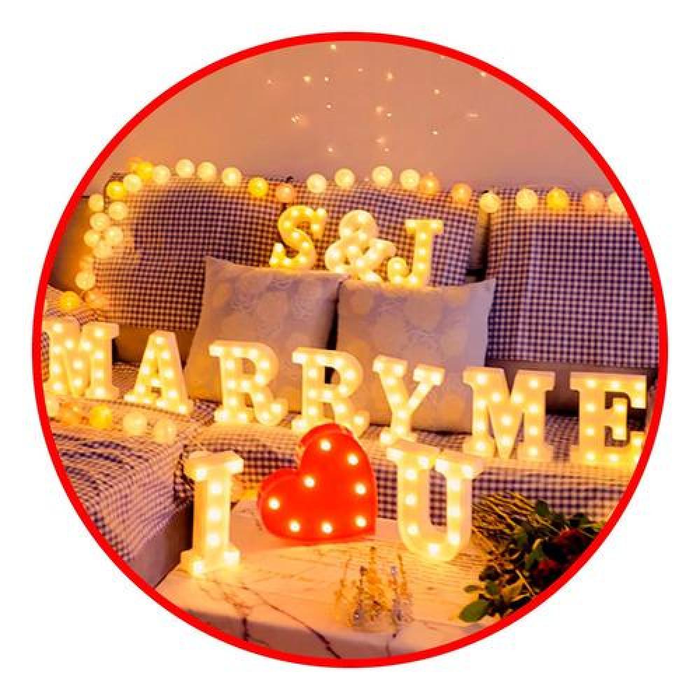 Pack romántico led incluye 2 Letras + corazón  o  letra "&"
