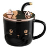 Taza gatito con tapa orejas y cuchara dorado gold